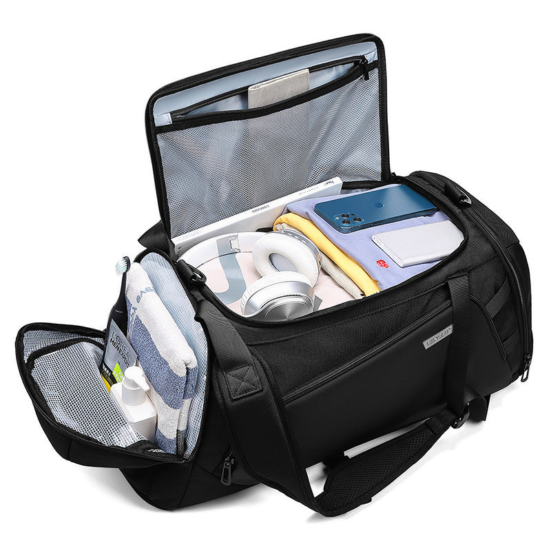 Oxford Duffel Bag with Separate Shoe Compartment – Black