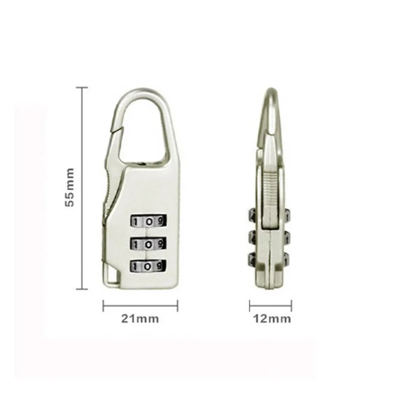 3-Digit Combination Luggage Lock – Small Metallic Padlock for Travel Bags