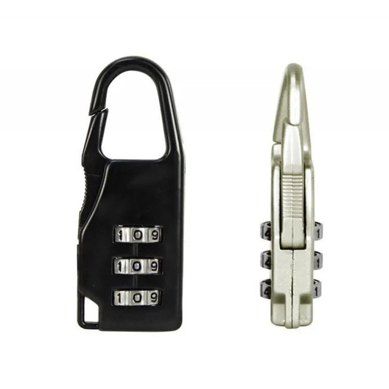 3-Digit Combination Luggage Lock – Small Metallic Padlock for Travel Bags