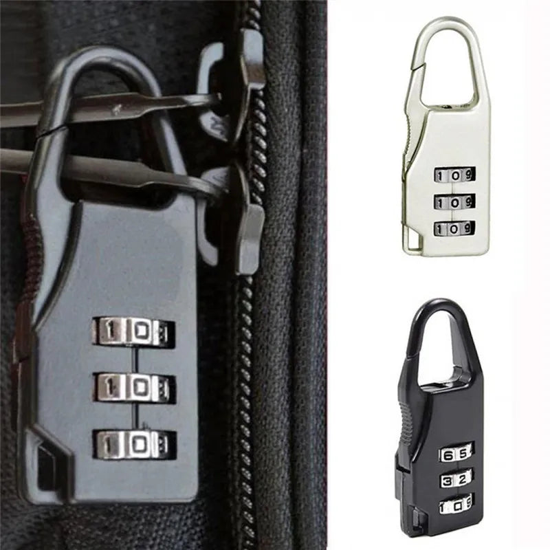 3-Digit Combination Luggage Lock – Small Metallic Padlock for Travel Bags