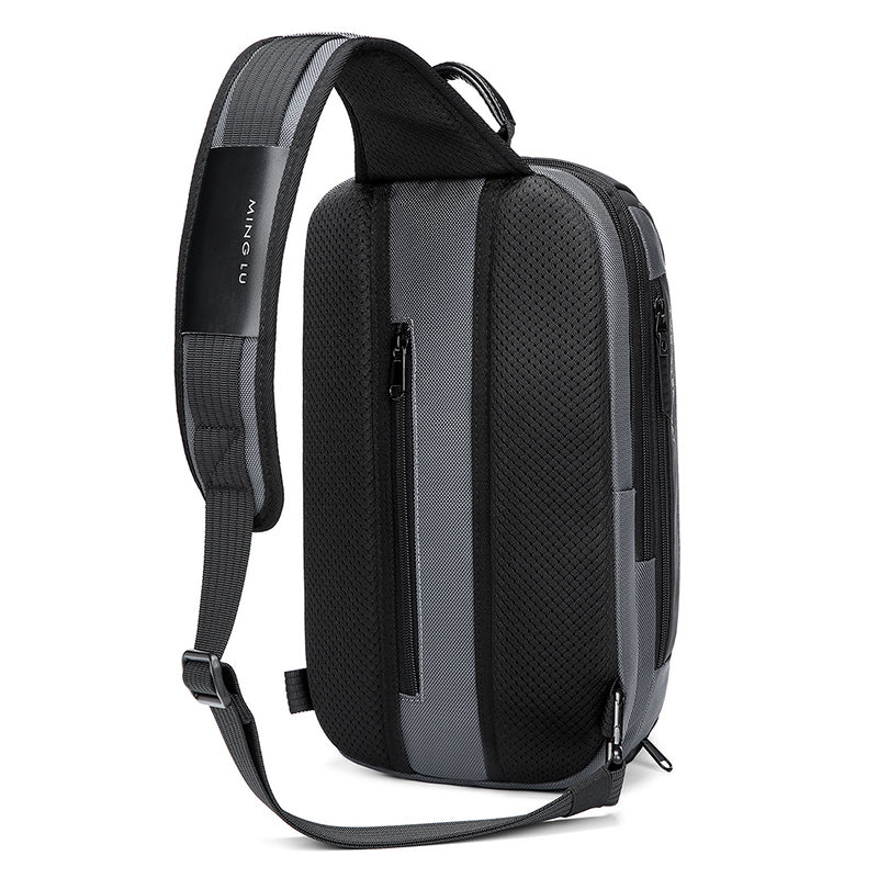 Black Waterproof Crossbody Sling Bag with USB Charging and 7 Compartments