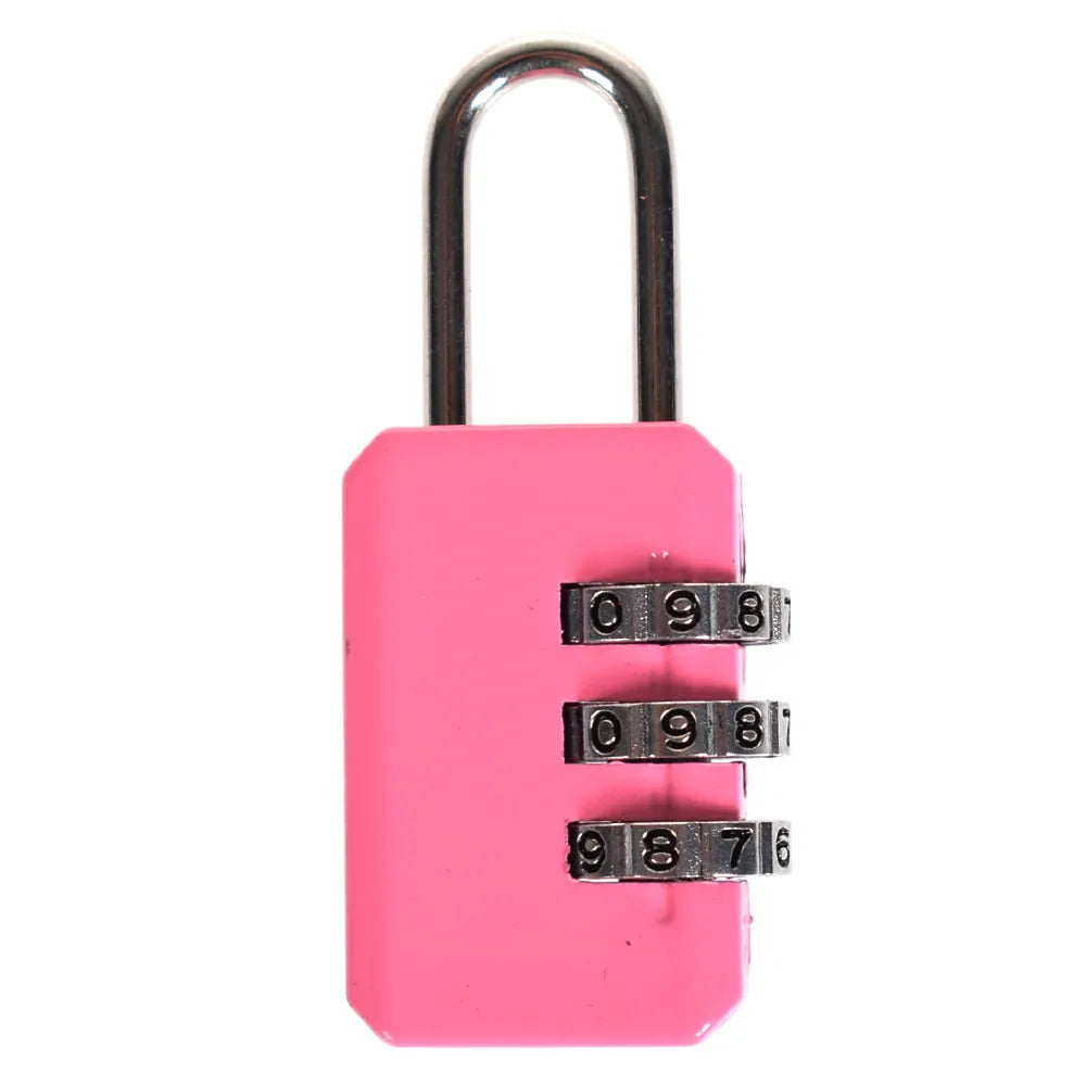 3-Digit Combination Luggage Lock – Small Metallic Padlock for Travel Bags