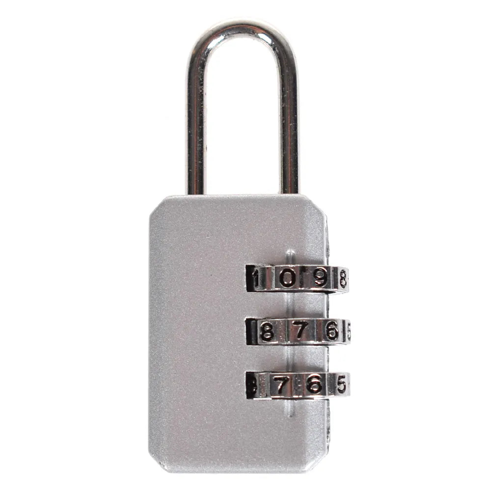 3-Digit Combination Luggage Lock – Small Metallic Padlock for Travel Bags