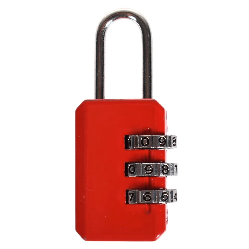 3-Digit Combination Luggage Lock – Small Metallic Padlock for Travel Bags