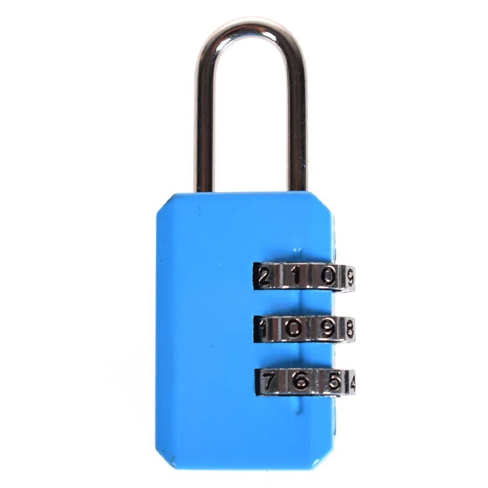3-Digit Combination Luggage Lock – Small Metallic Padlock for Travel Bags
